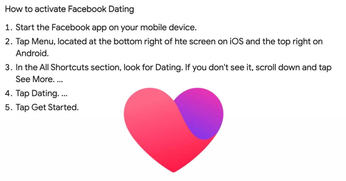 How to activate Facebook Dating