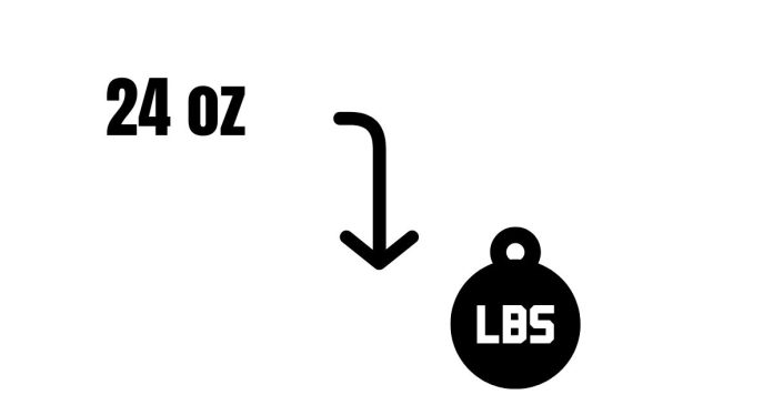 1 lb = 16 oz What is 24 ounces converted to pounds?