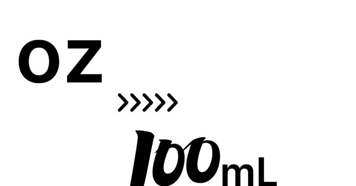 How many ounces is 100 milliliters?