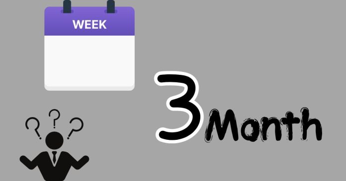 How many weeks are there in 3 months?