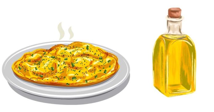 How many calories in 2 eggs scrambled in olive oil?