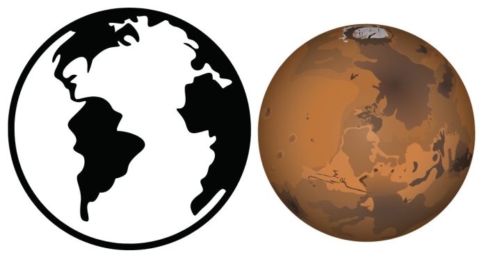 List two similarities between earth and mars?