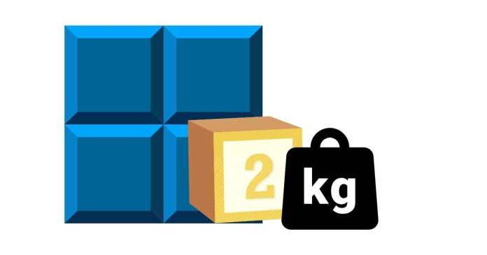 Multiply the number of blocks by the weight of each block. For example: