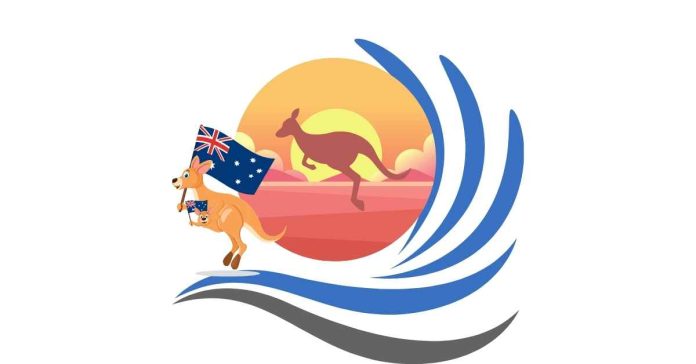 What company's logos is a kangaroo in a red triangle?