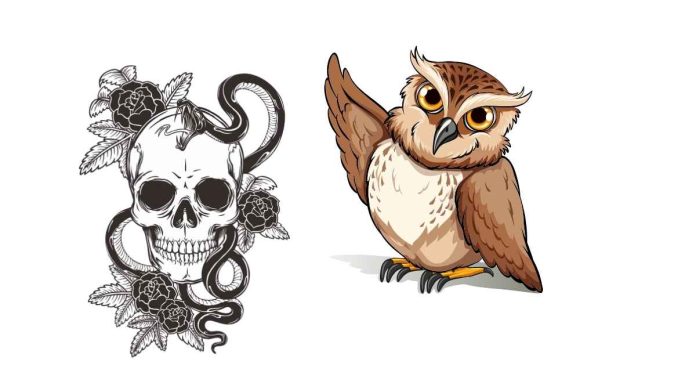 What does an owl with snake tattoo symbolize?