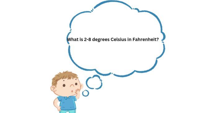 What is 2-8 degrees Celsius in Fahrenheit?