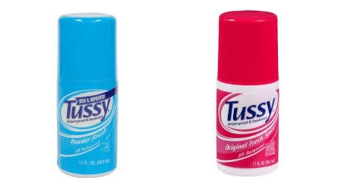 Why was Tussy Deodorant taken out of the stores?