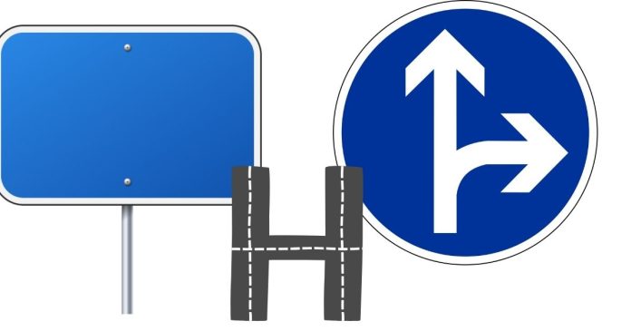 What does a blue road sign with an 